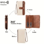 Women's long wallet, stylish clutch, elegant solid color RFID blocking leather wallet👛 - Image 7