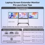 15.6 Inch Laptop Screen Extender, Triple Monitor for 11-18 Inch Laptops, FHD 1080P IPS Foldable Display with 360° Rotation, USB-C (DP Alt Mode) and HDMI for Windows and Mac - Image 6