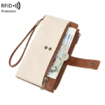 Women's long wallet, stylish clutch, elegant solid color RFID blocking leather wallet👛 - Image 2