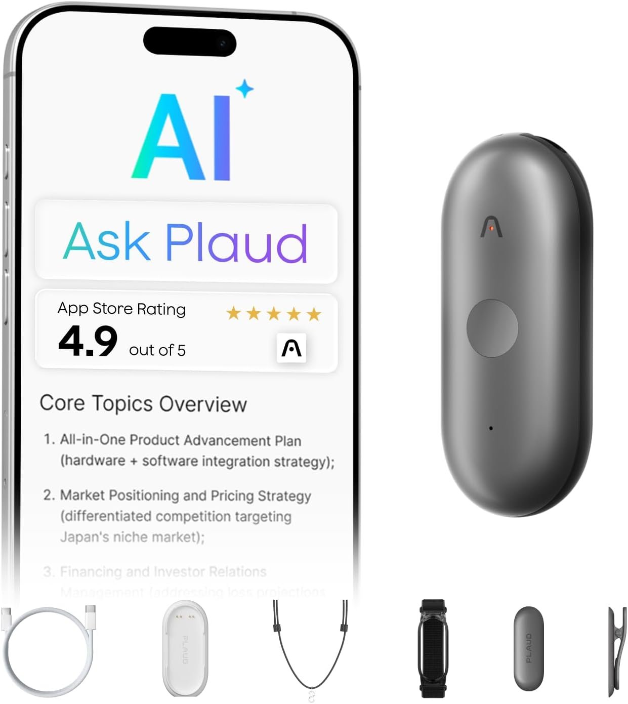 61eNMaclH0L._AC_SL1500_ Plaud NotePin S AI Voice Recorder – Wearable AI Notetaker with Transcription & Summary for Meetings, Interviews and Work | Limited-Time Deal - Image 1