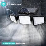 Solar Motion Sensor Outdoor Lights – 2500LM 3-Head LED Security Flood Light with Remote Control, IP65 Waterproof for Garage, Yard & Driveway - Image 2