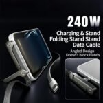 Invisible Holder Charger Cable, 240W PD Fast Charging Cable for Desk, USB-C to USB-C & USB to Light-ning Cable 4.9 FT with 360° Adjustable Metal Stand, 2 in 1 Holder Charger for Gaming, Office, Home - Image 7