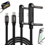 Invisible Holder Charger Cable, 240W PD Fast Charging Cable for Desk, USB-C to USB-C & USB to Light-ning Cable 4.9 FT with 360° Adjustable Metal Stand, 2 in 1 Holder Charger for Gaming, Office, Home - Image 9