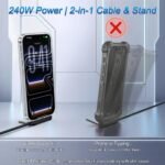 Invisible Holder Charger Cable, 240W PD Fast Charging Cable for Desk, USB-C to USB-C & USB to Light-ning Cable 4.9 FT with 360° Adjustable Metal Stand, 2 in 1 Holder Charger for Gaming, Office, Home - Image 6