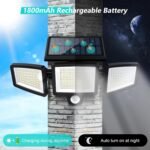 Solar Motion Sensor Outdoor Lights – 2500LM 3-Head LED Security Flood Light with Remote Control, IP65 Waterproof for Garage, Yard & Driveway - Image 5