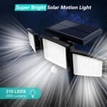 Solar Motion Sensor Outdoor Lights – 2500LM 3-Head LED Security Flood Light with Remote Control, IP65 Waterproof for Garage, Yard & Driveway - Image 4