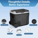 12V Refrigerator supports 12V/24V DC & 110-240V AC. Portable with -4°F~68°F range, it features wheels, 2 baskets, and large cooling zone. Ideal for RVs, travel, Truck, Boat, Insulated Portable Cooler, Cooler Carry Handle - Image 2