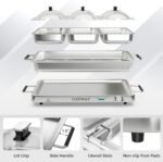 Buffet Servers and Warmers, 2 in 1 Electric Warming Tray, Stainless Steel Chafing Dish with Temperature Control, 3 Serving Trays, 4.5/8 Qt Food Warmers Station for Parties Banquets Events, Dishwasher Safe - Image 2