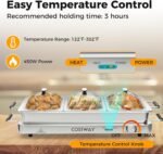 Buffet Servers and Warmers, 2 in 1 Electric Warming Tray, Stainless Steel Chafing Dish with Temperature Control, 3 Serving Trays, 4.5/8 Qt Food Warmers Station for Parties Banquets Events, Dishwasher Safe - Image 8