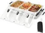 Buffet Servers and Warmers, 2 in 1 Electric Warming Tray, Stainless Steel Chafing Dish with Temperature Control, 3 Serving Trays, 4.5/8 Qt Food Warmers Station for Parties Banquets Events, Dishwasher Safe