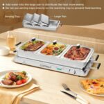 Buffet Servers and Warmers, 2 in 1 Electric Warming Tray, Stainless Steel Chafing Dish with Temperature Control, 3 Serving Trays, 4.5/8 Qt Food Warmers Station for Parties Banquets Events, Dishwasher Safe - Image 4