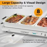 Buffet Servers and Warmers, 2 in 1 Electric Warming Tray, Stainless Steel Chafing Dish with Temperature Control, 3 Serving Trays, 4.5/8 Qt Food Warmers Station for Parties Banquets Events, Dishwasher Safe - Image 3