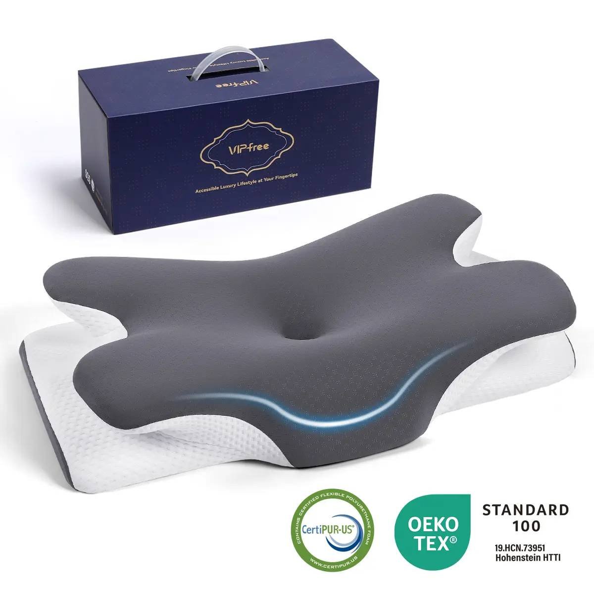 a14f61a9049fb7afd44b1f68382c2987 Cervical Cooling Memory Foam Pillow – Adjustable Ergonomic Neck Support Pillow for Side, Back & Stomach Sleepers - Image 1
