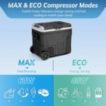 12V Refrigerator supports 12V/24V DC & 110-240V AC. Portable with -4°F~68°F range, it features wheels, 2 baskets, and large cooling zone. Ideal for RVs, travel, Truck, Boat, Insulated Portable Cooler, Cooler Carry Handle - Image 6