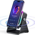 Induction Speaker with Phone Stand 5 in 1 Wireless Bluetooth Audio, Phone Speaker Amplifier for iPhone & Android with RGB Light and USB Wired Charging