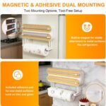 Kitchen Wrap Dispenser with Cutters Organize Aluminum Foil Plastic Wrap Wax Paper Wooden Design Storage Organizer with Easy Tear System for Countertop Pantry and Kitchen Cabinet (3in1) - Image 6