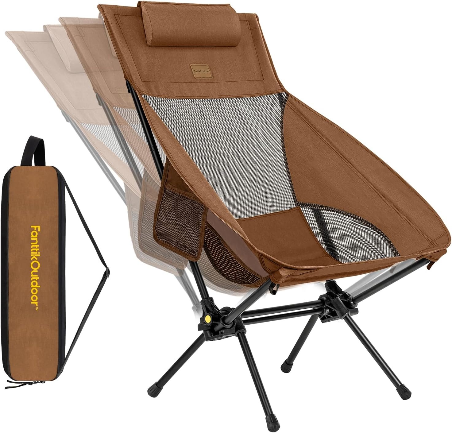 718M6OiMjBL._AC_SL1500_ FanttikOutdoor Zeta L8 Max Portable Foldable Rocking Camping Chair with Carry Bag – Lightweight Outdoor Chair for Camping, Hiking, Fishing & Patio, Supports up to 250 lbs, Brown - Image 1