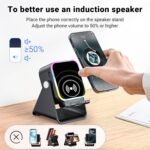 Induction Speaker with Phone Stand 5 in 1 Wireless Bluetooth Audio, Phone Speaker Amplifier for iPhone & Android with RGB Light and USB Wired Charging - Image 8