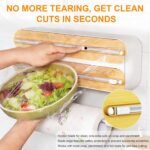 Kitchen Wrap Dispenser with Cutters Organize Aluminum Foil Plastic Wrap Wax Paper Wooden Design Storage Organizer with Easy Tear System for Countertop Pantry and Kitchen Cabinet (3in1) - Image 5