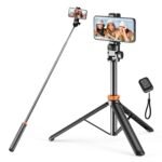 61" Selfie Stick Tripod, All in One Extendable Phone Tripod Stand with Wireless Remote 360° Rotation for iPhone and Android Phone Selfies, Video Recording, Vlogging, Live Streaming, Aluminum