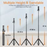 61" Selfie Stick Tripod, All in One Extendable Phone Tripod Stand with Wireless Remote 360° Rotation for iPhone and Android Phone Selfies, Video Recording, Vlogging, Live Streaming, Aluminum - Image 5
