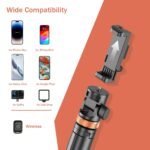 61" Selfie Stick Tripod, All in One Extendable Phone Tripod Stand with Wireless Remote 360° Rotation for iPhone and Android Phone Selfies, Video Recording, Vlogging, Live Streaming, Aluminum - Image 4