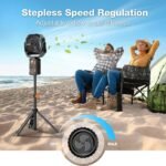 OGERY Portable Camping Fan with Adjustable Height Stand, 30000mAh Battery Powered Fan with Remote, LED Light, Auto Oscillation for Tent, RV, Bedroom, Travel – Floor & Desk Fan - Image 4