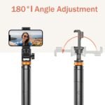 61" Selfie Stick Tripod, All in One Extendable Phone Tripod Stand with Wireless Remote 360° Rotation for iPhone and Android Phone Selfies, Video Recording, Vlogging, Live Streaming, Aluminum - Image 2