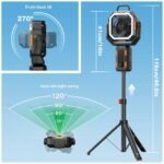 OGERY Portable Camping Fan with Adjustable Height Stand, 30000mAh Battery Powered Fan with Remote, LED Light, Auto Oscillation for Tent, RV, Bedroom, Travel – Floor & Desk Fan - Image 3